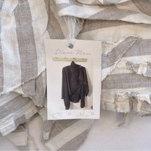 NWT Diane Ness oversized sleeveless linen tunic, raw edge ruffle hem, size S - Picture 6 of 6